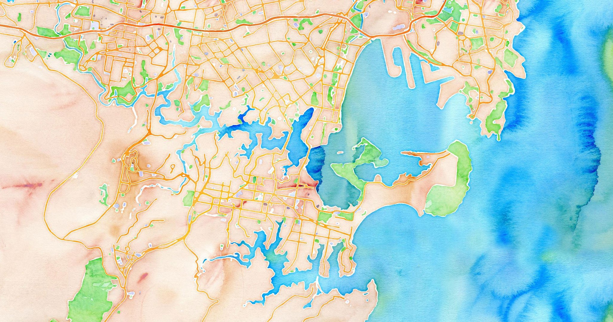 Map of Sydney city and surrounding suburbs